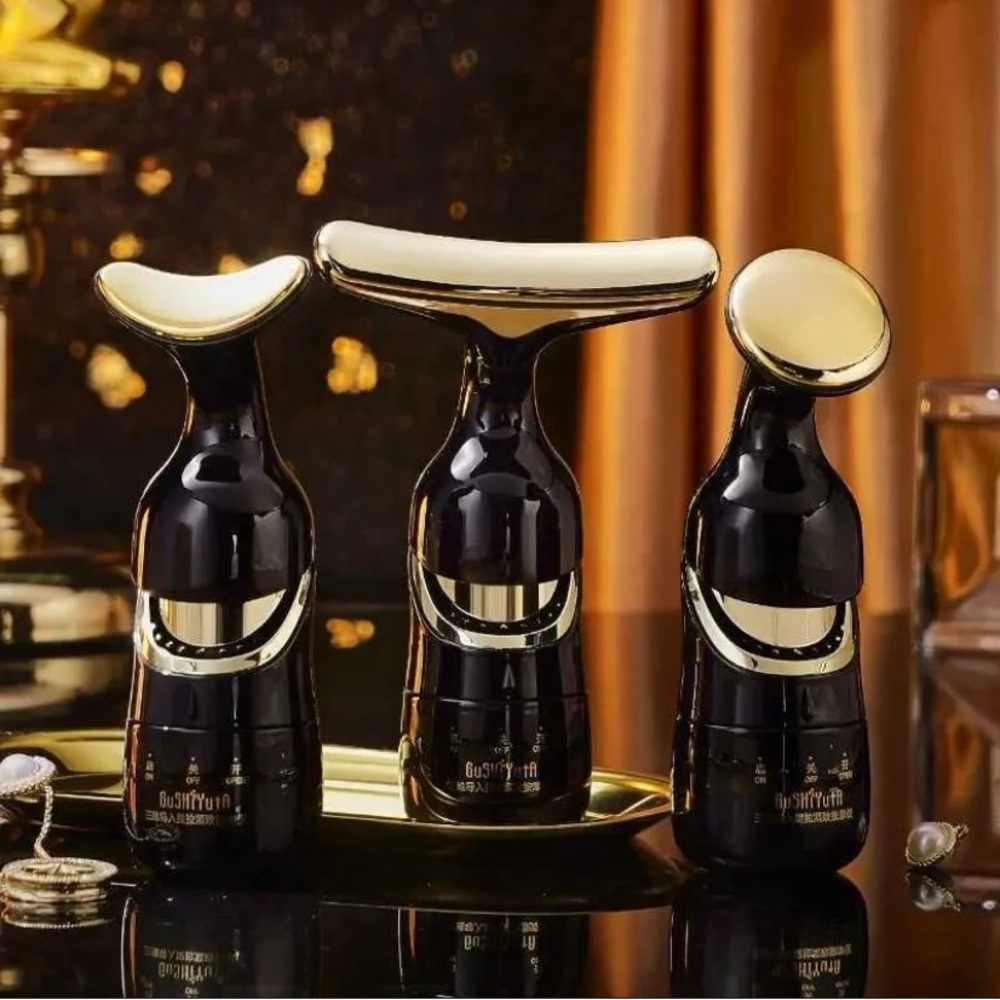 Luxurious Black and Gold Skincare Tools
